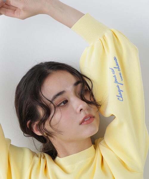 N.（N. Natural Beauty Basic）（エヌエヌナチュラルビューティーベーシック）の「ロゴ刺繍スウェットライクニット（ニット/セーター・レディース・イエロー/ネイビー/オフホワイト・ﾌﾘ-）」の14枚目の写真