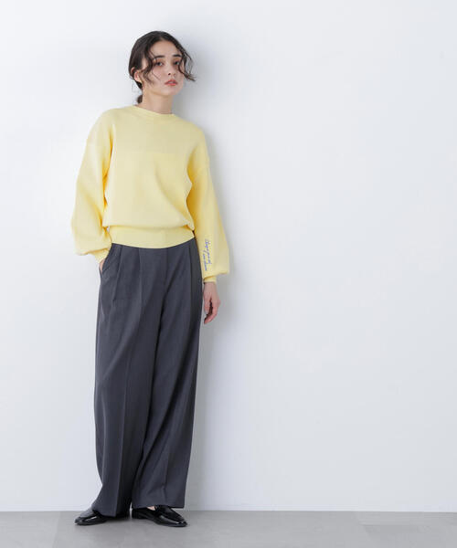 N.（N. Natural Beauty Basic）（エヌエヌナチュラルビューティーベーシック）の「ロゴ刺繍スウェットライクニット（ニット/セーター・レディース・イエロー/ネイビー/オフホワイト・ﾌﾘ-）」の15枚目の写真