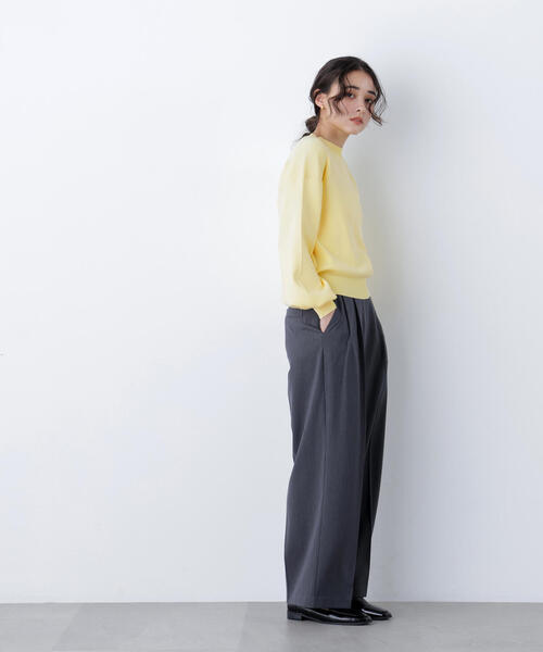 N.（N. Natural Beauty Basic）（エヌエヌナチュラルビューティーベーシック）の「ロゴ刺繍スウェットライクニット（ニット/セーター・レディース・イエロー/ネイビー/オフホワイト・ﾌﾘ-）」の17枚目の写真