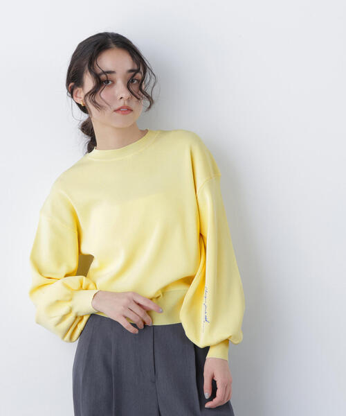 N.（N. Natural Beauty Basic）（エヌエヌナチュラルビューティーベーシック）の「ロゴ刺繍スウェットライクニット（ニット/セーター・レディース・イエロー/ネイビー/オフホワイト・ﾌﾘ-）」の18枚目の写真