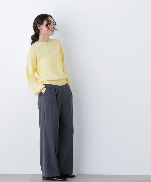 N.（N. Natural Beauty Basic）（エヌエヌナチュラルビューティーベーシック）の「ロゴ刺繍スウェットライクニット（ニット/セーター・レディース・イエロー/ネイビー/オフホワイト・ﾌﾘ-）」の19枚目の写真