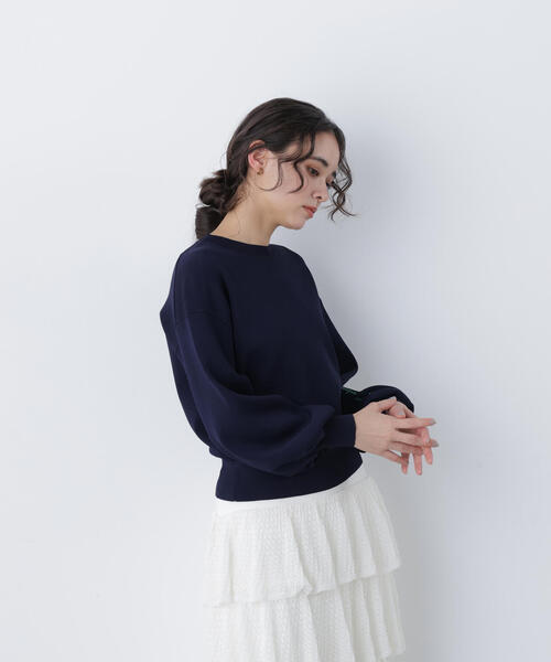 N.（N. Natural Beauty Basic）（エヌエヌナチュラルビューティーベーシック）の「ロゴ刺繍スウェットライクニット（ニット/セーター・レディース・イエロー/ネイビー/オフホワイト・ﾌﾘ-）」の22枚目の写真