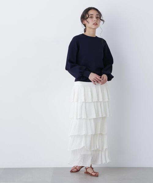 N.(N. Natural Beauty Basic)(エヌエヌナチュラルビューティーベーシック)の「ロゴ刺繍スウェットライクニット(ニット/セーター・レディース・イエロー/ネイビー/オフホワイト・フリ-)」の12枚目の写真