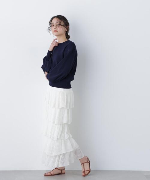 N.(N. Natural Beauty Basic)(エヌエヌナチュラルビューティーベーシック)の「ロゴ刺繍スウェットライクニット(ニット/セーター・レディース・イエロー/ネイビー/オフホワイト・フリ-)」の14枚目の写真