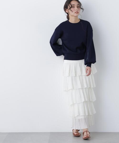 N.(N. Natural Beauty Basic)(エヌエヌナチュラルビューティーベーシック)の「ロゴ刺繍スウェットライクニット(ニット/セーター・レディース・イエロー/ネイビー/オフホワイト・フリ-)」の15枚目の写真