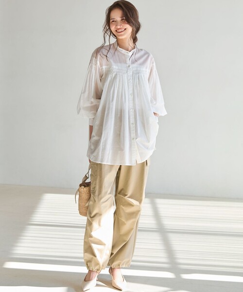 23区（ニジュウサンク）の「ハイカウントギャバ パラシュート カーゴパンツ（カーゴパンツ・レディース・モスグリーン系/ベージュ系・36/38/40）」の4枚目の写真