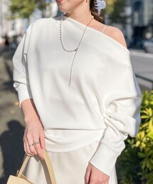 NOLLEY’S Sophi | 《セットアップ対応》ウォッシャブルボートネックライトダンボールプルオーバー(Tシャツ/カットソー)