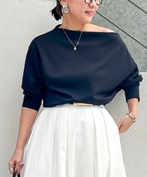 NOLLEY’S Sophi | 《セットアップ対応》ウォッシャブルボートネックライトダンボールプルオーバー(Tシャツ/カットソー)