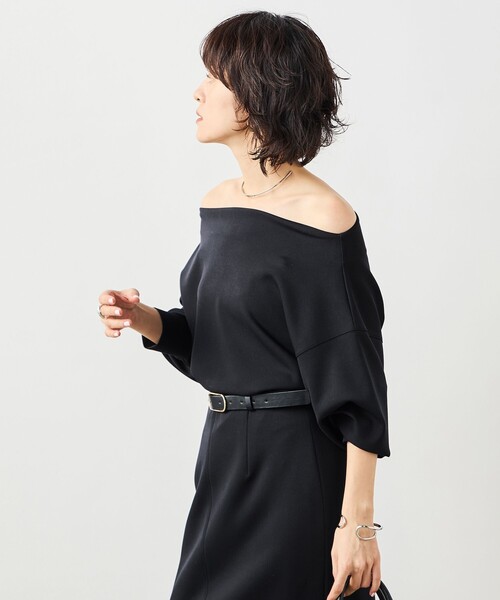 NOLLEY’S Sophi(ノーリーズソフィ)の「《セットアップ対応》ウォッシャブルボートネックライトダンボールプルオーバー(Tシャツ/カットソー・レディース・ブラック/ホワイト/ベージュ・38)」の11枚目の写真