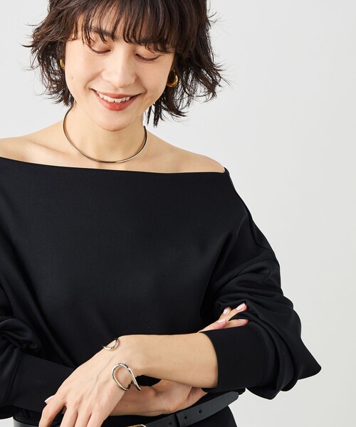 NOLLEY’S Sophi(ノーリーズソフィ)の「《セットアップ対応》ウォッシャブルボートネックライトダンボールプルオーバー(Tシャツ/カットソー・レディース・ブラック/ホワイト/ベージュ・38)」の13枚目の写真