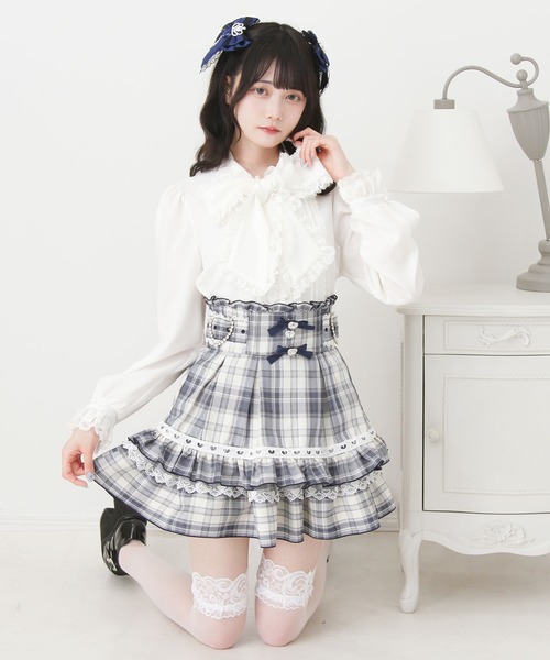 DearMyLove(ディアマイラブ)の「ハートバックルビジューフレアスカート(スカート・レディース・チェック/ブラック・LARGE/3L/MEDIUM)」の9枚目の写真