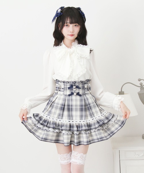 DearMyLove(ディアマイラブ)の「ハートバックルビジューフレアスカート(スカート・レディース・チェック/ブラック・LARGE/3L/MEDIUM)」の10枚目の写真