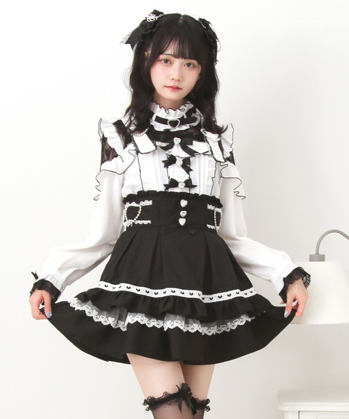 DearMyLove(ディアマイラブ)の「ハートバックルビジューフレアスカート(スカート・レディース・チェック/ブラック・LARGE/3L/MEDIUM)」の8枚目の写真