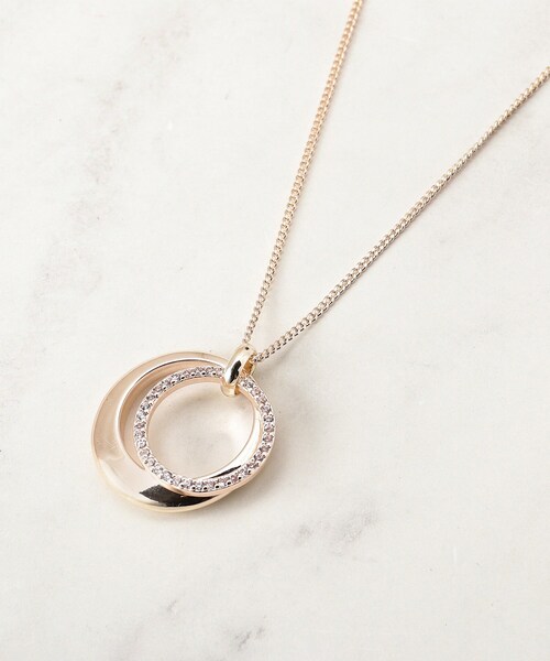 grove（グローブ）の「ダブルメタルビジューリングネックレス（ネックレス・レディース・ゴールド/ピンクゴールド/シルバー・00）」の4枚目の写真