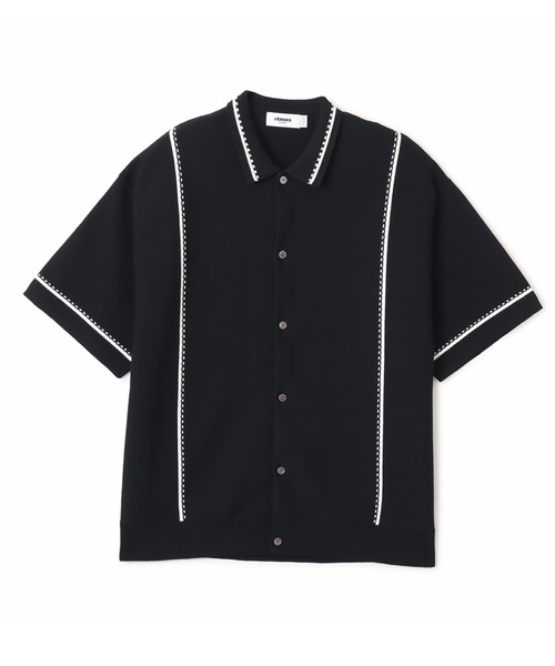 atmos（アトモス）の「atmos Milano Rib Open Coller Knit Shirt  / アトモス ミラノ リブ オープン カラー ニット シャツ（ニット/セーター・メンズ・ライトブルー/ホワイト/ブラック・M/XL/L）」の5枚目の写真