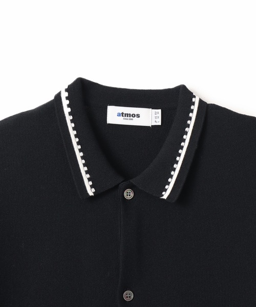 atmos（アトモス）の「atmos Milano Rib Open Coller Knit Shirt  / アトモス ミラノ リブ オープン カラー ニット シャツ（ニット/セーター・メンズ・ライトブルー/ホワイト/ブラック・M/XL/L）」の4枚目の写真