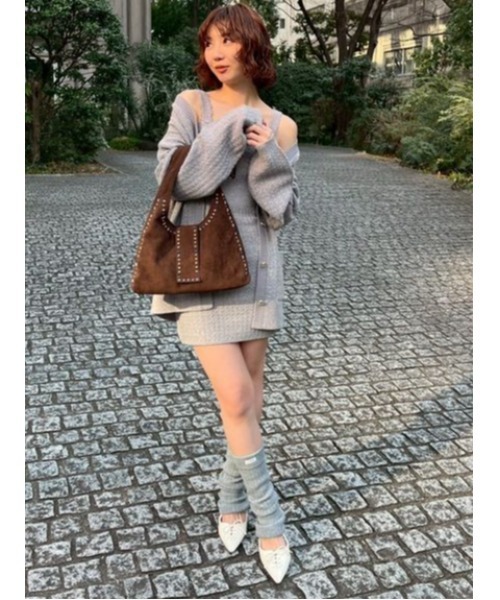 LILY BROWN（リリーブラウン）の「ツイーディーカーデセットミニワンピース（ワンピース・レディース・オフホワイト/グレー/ライトブルー・F）」の4枚目の写真