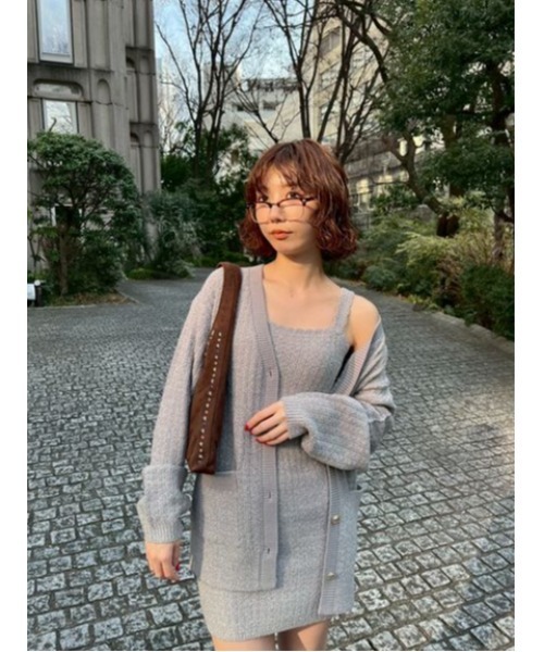 LILY BROWN（リリーブラウン）の「ツイーディーカーデセットミニワンピース（ワンピース・レディース・オフホワイト/グレー/ライトブルー・F）」の5枚目の写真
