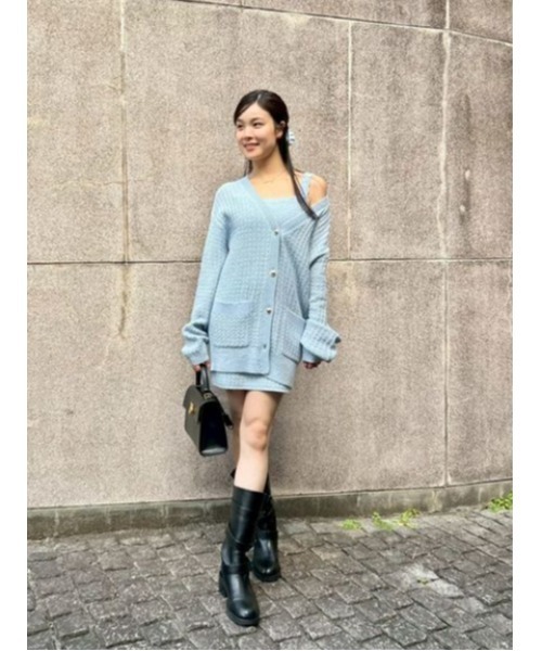 LILY BROWN（リリーブラウン）の「ツイーディーカーデセットミニワンピース（ワンピース・レディース・オフホワイト/グレー/ライトブルー・F）」の6枚目の写真