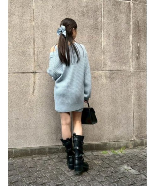 LILY BROWN（リリーブラウン）の「ツイーディーカーデセットミニワンピース（ワンピース・レディース・オフホワイト/グレー/ライトブルー・F）」の7枚目の写真
