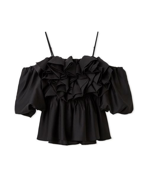 FRAY I.D（フレイアイディー）の「フラワーライクフリルペプラムブラウス（シャツ/ブラウス・レディース・ブルー/ホワイト/ブラック・F）」の2枚目の写真