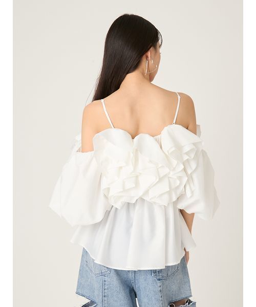 FRAY I.D（フレイアイディー）の「フラワーライクフリルペプラムブラウス（シャツ/ブラウス・レディース・ブルー/ホワイト/ブラック・F）」の5枚目の写真