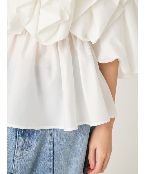 FRAY I.D（フレイアイディー）の「フラワーライクフリルペプラムブラウス（シャツ/ブラウス・レディース・ブルー/ホワイト/ブラック・F）」の11枚目の写真