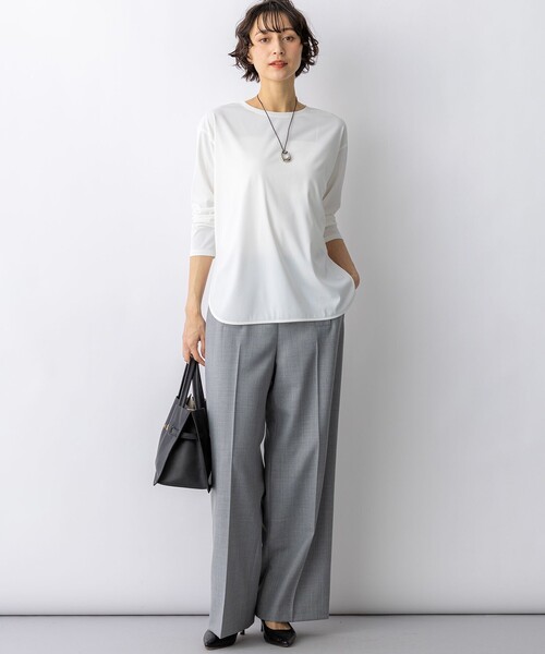 23区 S(ニジュウサンクチイサイサイズ)の「ジョーゼットトリコット TEEブラウス(Tシャツ/カットソー・レディース・ホワイト系・32)」の2枚目の写真