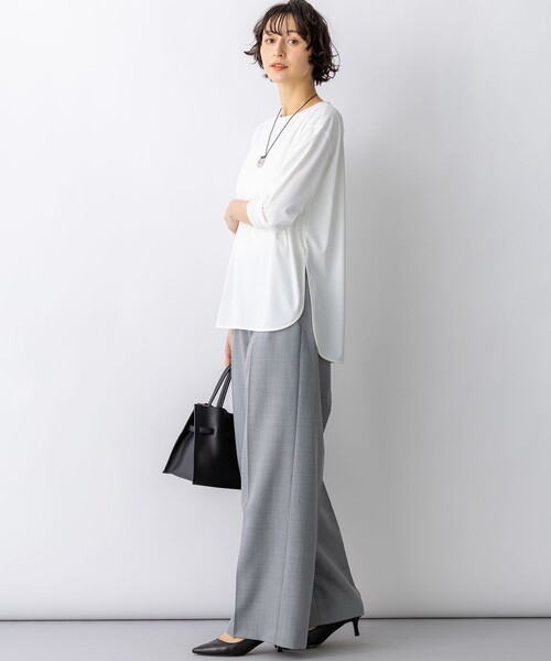 23区 S(ニジュウサンクチイサイサイズ)の「ジョーゼットトリコット TEEブラウス(Tシャツ/カットソー・レディース・ホワイト系・32)」の3枚目の写真