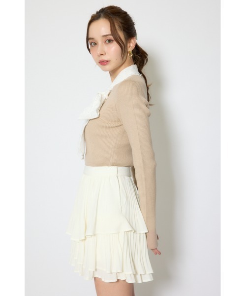 rienda(リエンダ)の「コットンレースリボンニットトップス 春服(ニット/セーター・レディース・ベージュ/ピンク/ネイビー・FREE)」の5枚目の写真