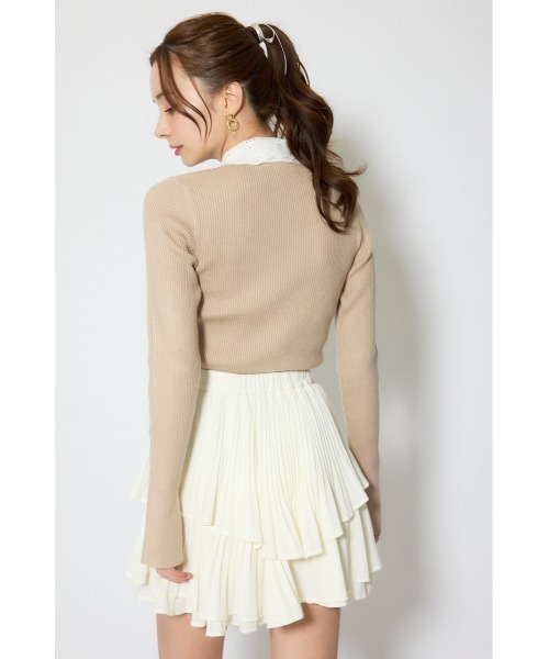 rienda(リエンダ)の「コットンレースリボンニットトップス 春服(ニット/セーター・レディース・ベージュ/ピンク/ネイビー・FREE)」の6枚目の写真