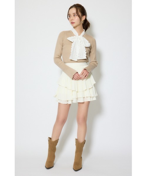 rienda(リエンダ)の「コットンレースリボンニットトップス 春服(ニット/セーター・レディース・ベージュ/ピンク/ネイビー・FREE)」の7枚目の写真