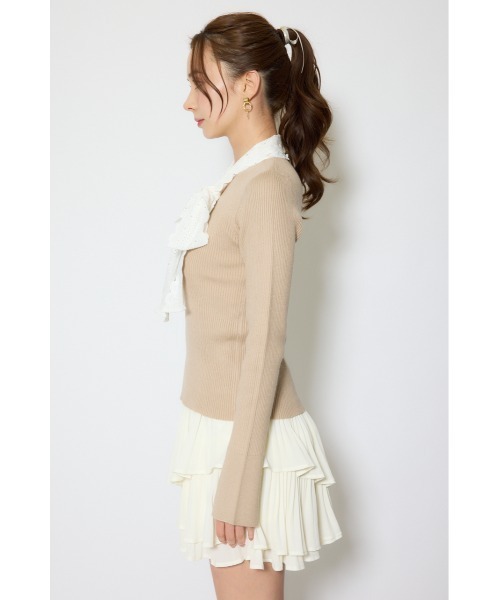 rienda(リエンダ)の「コットンレースリボンニットトップス 春服(ニット/セーター・レディース・ベージュ/ピンク/ネイビー・FREE)」の10枚目の写真