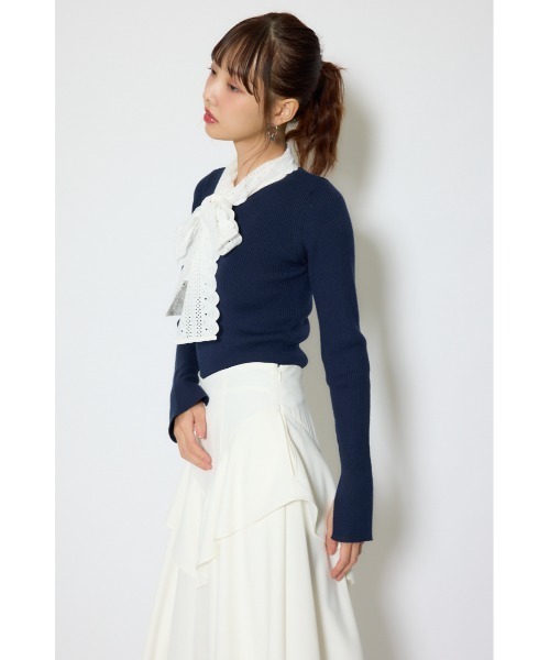 rienda(リエンダ)の「コットンレースリボンニットトップス 春服(ニット/セーター・レディース・ベージュ/ピンク/ネイビー・FREE)」の16枚目の写真