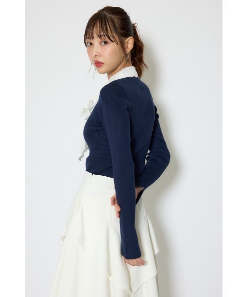 rienda(リエンダ)の「コットンレースリボンニットトップス 春服(ニット/セーター・レディース・ベージュ/ピンク/ネイビー・FREE)」の17枚目の写真