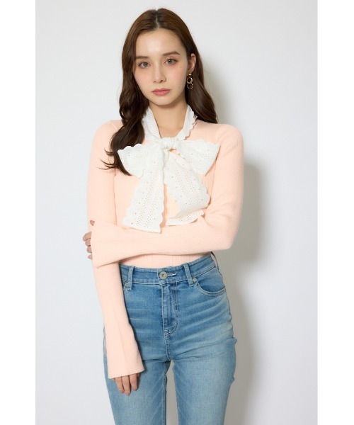 rienda(リエンダ)の「コットンレースリボンニットトップス 春服(ニット/セーター・レディース・ベージュ/ピンク/ネイビー・FREE)」の21枚目の写真