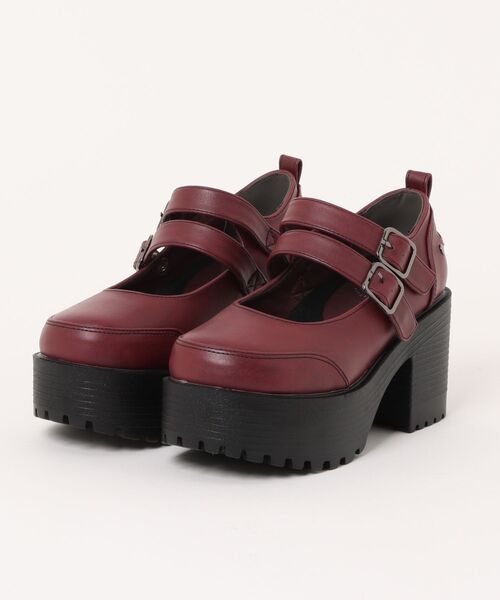 YOSUKE（ヨースケ）の「【YOSUKE】厚底トラックソールダブルベルトメリージェーン 2605020（パンプス・レディース・ダークブラウン/ブラック/ワイン・M/L/LL/S）」の3枚目の写真