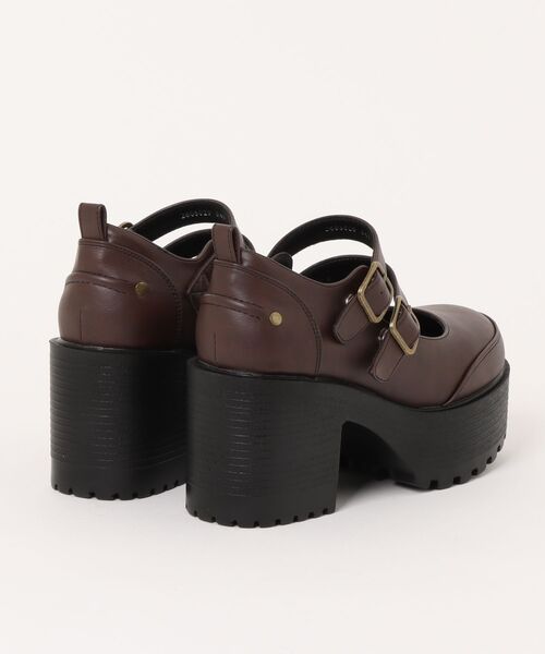 YOSUKE（ヨースケ）の「【YOSUKE】厚底トラックソールダブルベルトメリージェーン 2605020（パンプス・レディース・ダークブラウン/ブラック/ワイン・M/L/LL/S）」の4枚目の写真