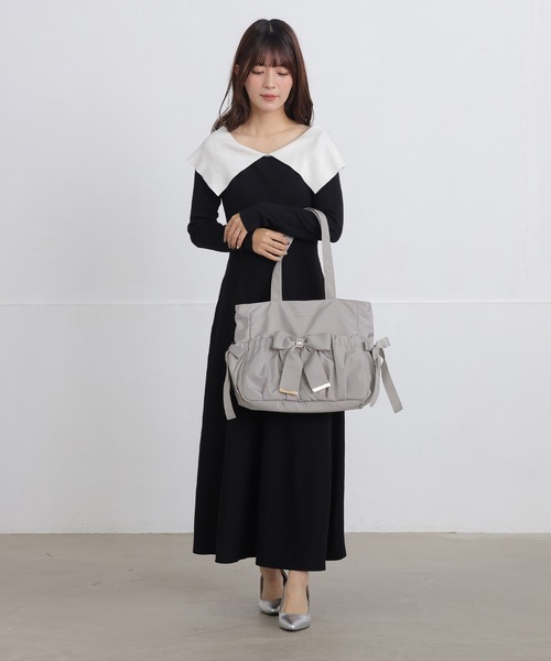 SecretDoor(シークレットドア)の「【A4・500mlペットボトル対応】トートバッグ ガーリー パニーニ(トートバッグ・レディース・グレー/ピンク/ブラック・FREE)」の6枚目の写真
