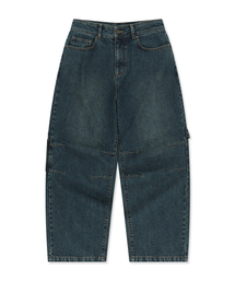 POCKET CARPENTER CURVED DENIM PANTS - BLUE