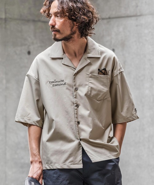 1minute 1second(ワンミニットワンセカンド)の「mhs2563-twill stretch open-collar shirt オープンカラーシャツ(1M26N120)(シャツ/ブラウス・メンズ・ブラック/グレイッシュベージュ/チャコール・XL/L/M/S)」の4枚目の写真