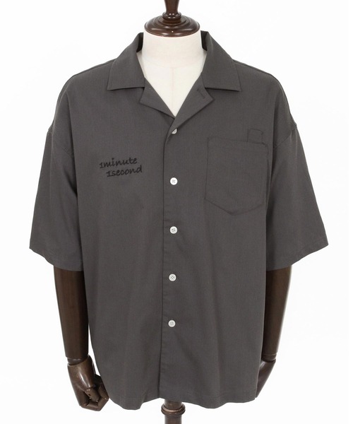 1minute 1second(ワンミニットワンセカンド)の「mhs2563-twill stretch open-collar shirt オープンカラーシャツ(1M26N120)(シャツ/ブラウス・メンズ・ブラック/グレイッシュベージュ/チャコール・XL/L/M/S)」の9枚目の写真