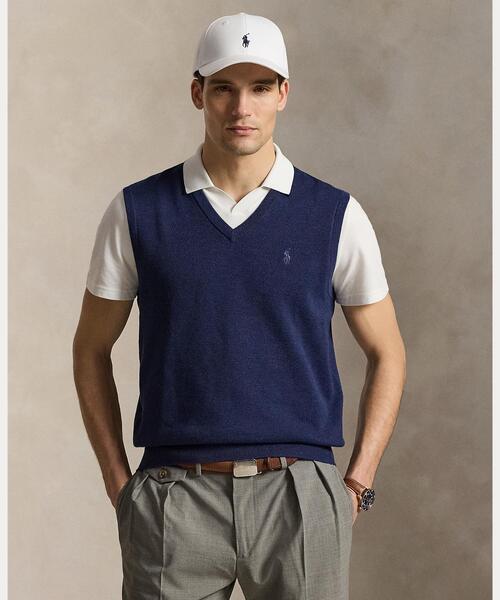 POLO GOLF(ポロ ゴルフ)の「パフォーマンス コットンブレンド セーター ベスト(ベスト・メンズ・ネイビー系1・L/M/S/XS)」の1枚目の写真