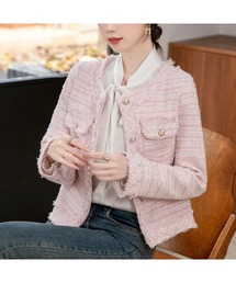 CHUL（チュル）の「フリンジツイードノーカラージャケット（ノーカラージャケット）」