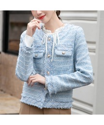 CHUL（チュル）の「フリンジツイードノーカラージャケット（ノーカラージャケット）」