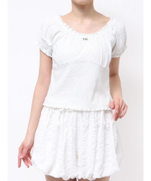 merry jenny(メリージェニー)の「petit flower pure neck tee(Tシャツ/カットソー・レディース・アイボリー/オフホワイト・FREE)」の6枚目の写真