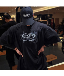 BATTRACT（バトラクト）の「本質漢字ダブルロゴオーバーサイズ半袖Tシャツ_ブラック（Tシャツ/カットソー）」