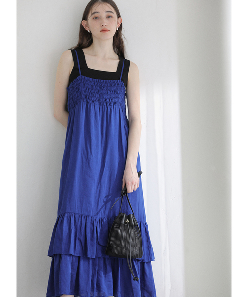 La TOTALITE（ラトータリテ）の「【洗える】キャミティアードワンピース（ワンピース・レディース・ブルー系その他/ブラック・36/38）」の2枚目の写真