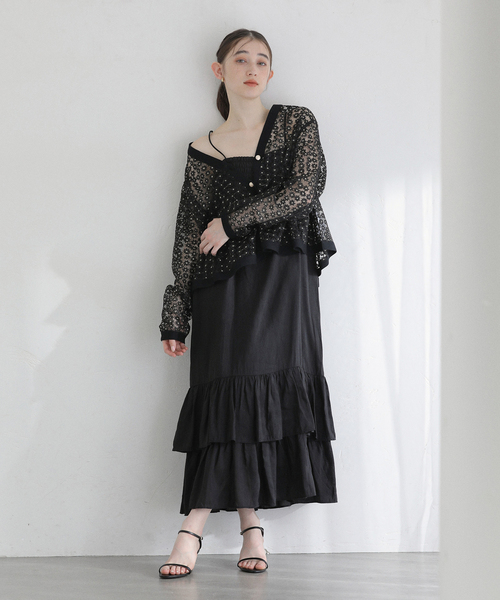 La TOTALITE（ラトータリテ）の「【洗える】キャミティアードワンピース（ワンピース・レディース・ブルー系その他/ブラック・36/38）」の15枚目の写真