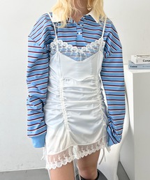 シャーリングフリルキャミワンピース
